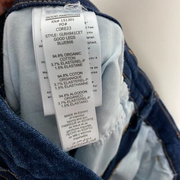 Good American Good Leg Skinny High Rise Jeans Medium Wash Raw Hem Womens 18 - Picture 6 of 7